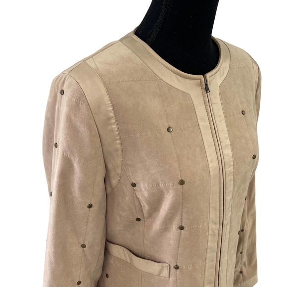 Doncaster Tan Gold Studded Jacket With Pockets 8 - Picture 2 of 6